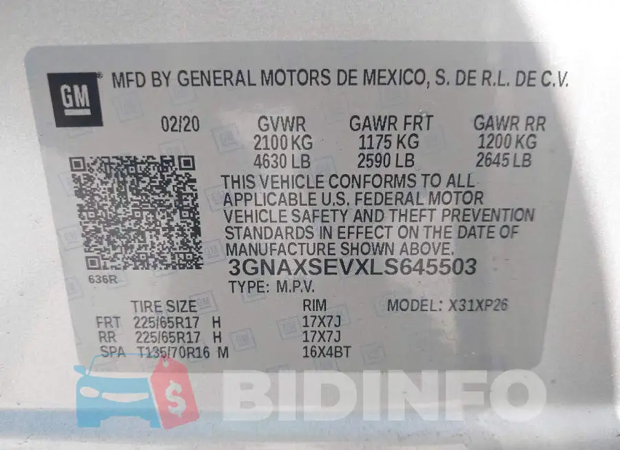 3GNAXSEVXLS645503 Photo# 9
