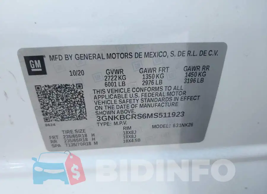 3GNKBCRS6MS511923 Photo# 9
