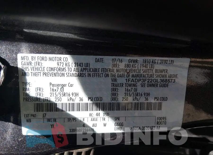 1FADP3F22GL368573 Photo# 9
