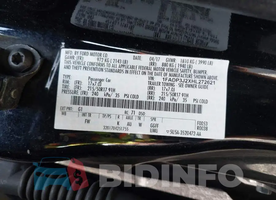 1FADP3J2XHL272621 Photo# 9