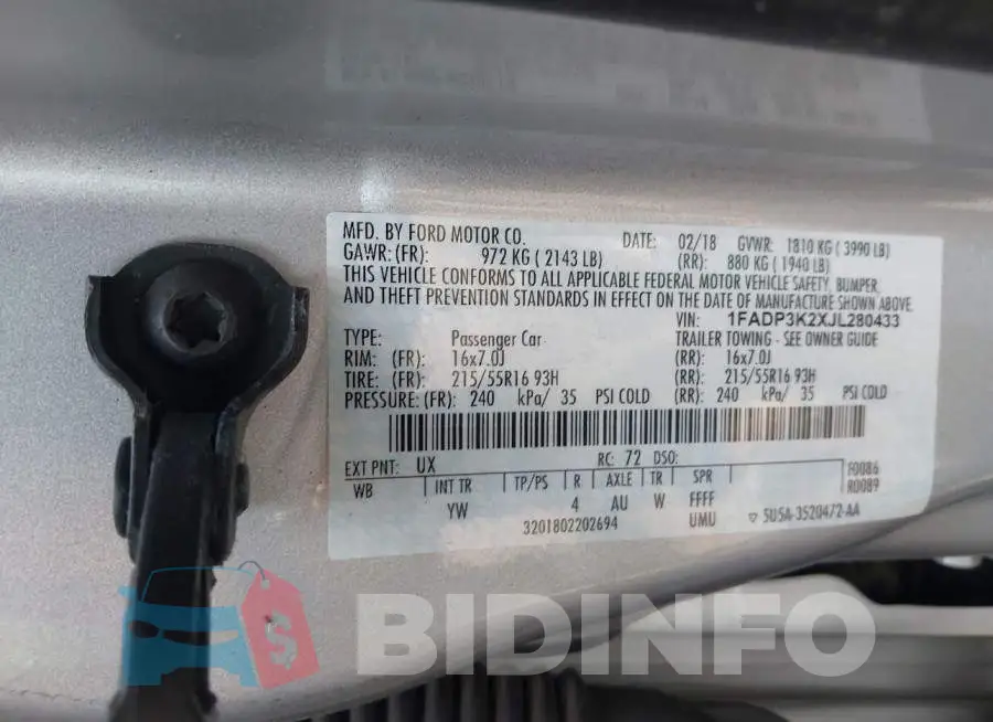 1FADP3K2XJL280433 Photo# 9