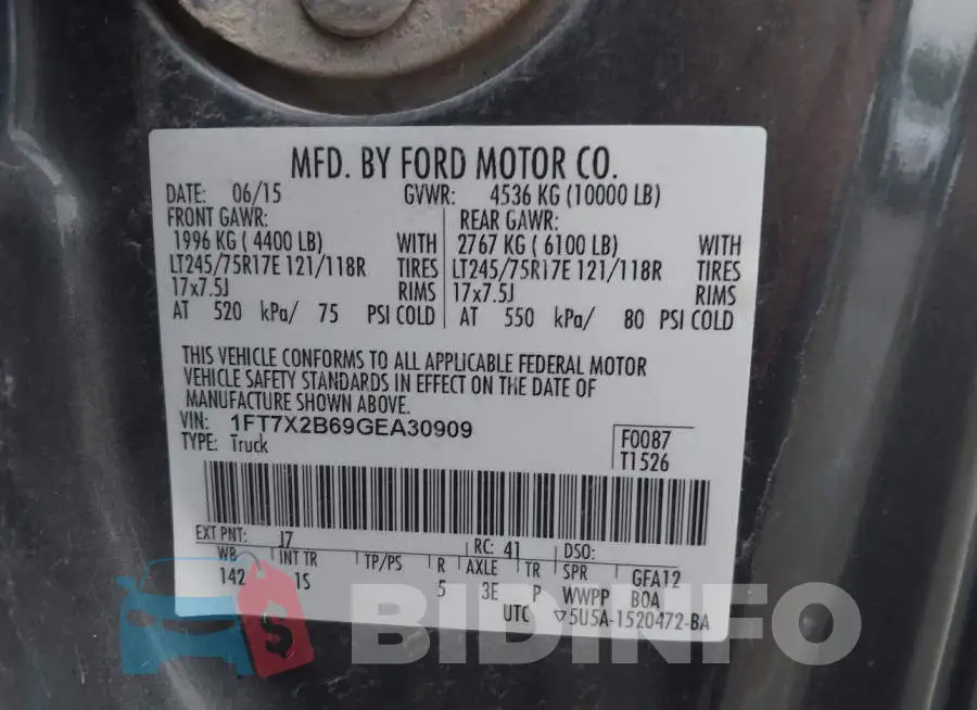 1FT7X2B69GEA30909 Photo# 9