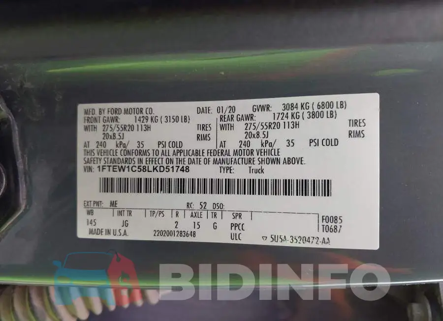 1FTEW1C58LKD51748 Photo# 9