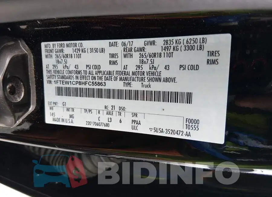 1FTEW1CP8HFC55863 Photo# 9