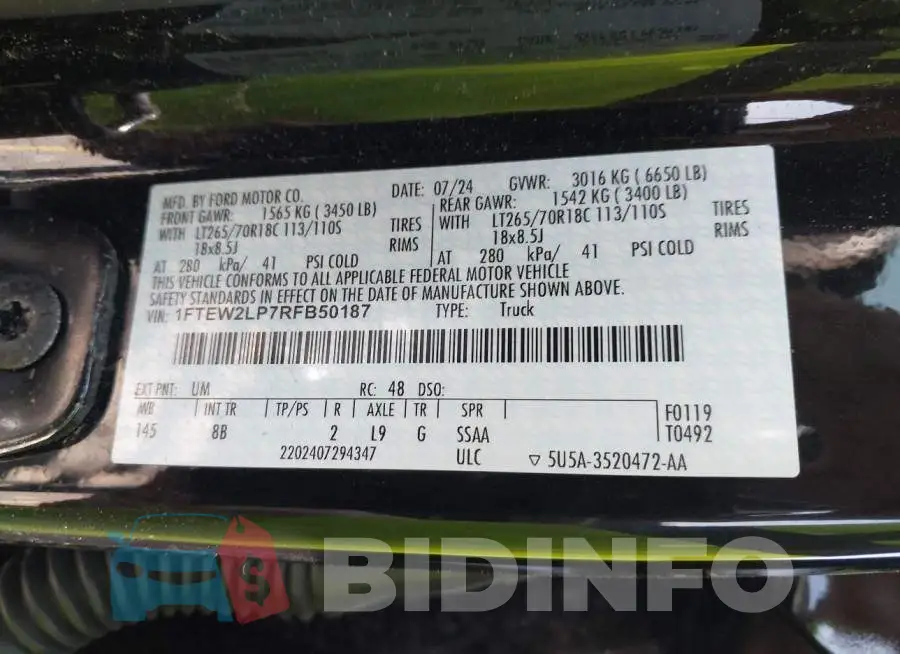 1FTEW2LP7RFB50187 Photo# 9