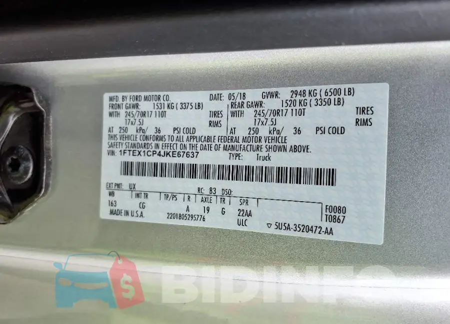 1FTEX1CP4JKE67637 Photo# 9