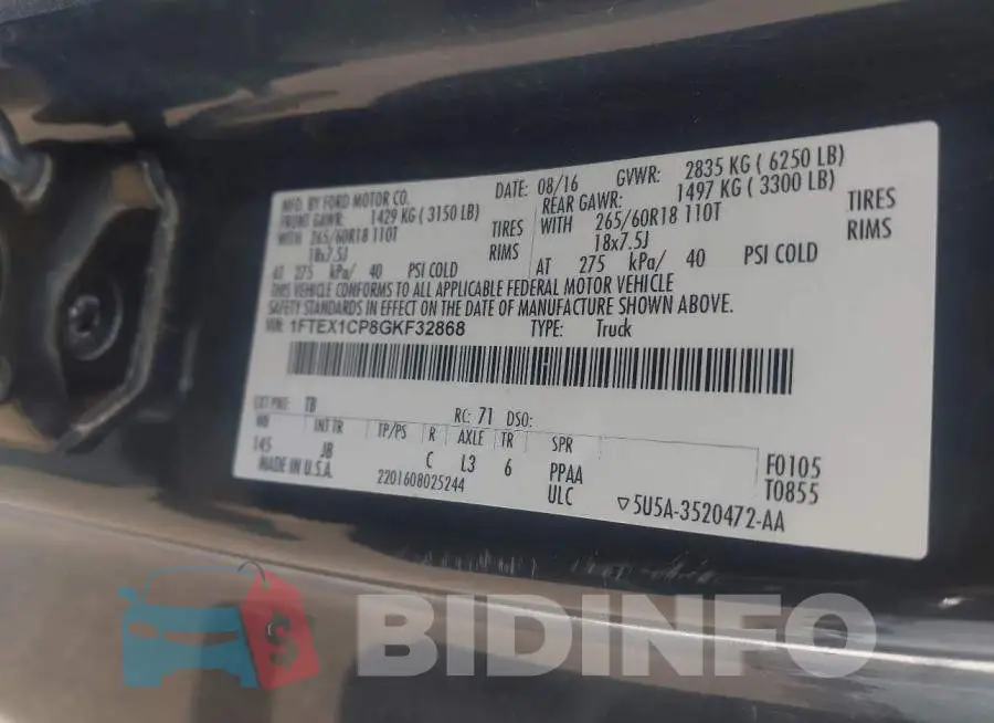 1FTEX1CP8GKF32868 Photo# 9