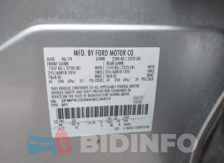 2FMPK3G96KBC26913 Photo# 9