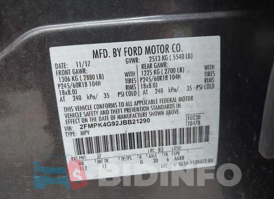 2FMPK4G92JBB21290 Photo# 9