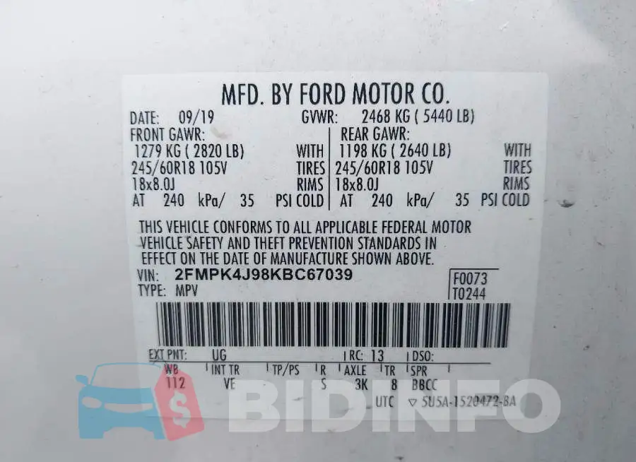 2FMPK4J98KBC67039 Photo# 9