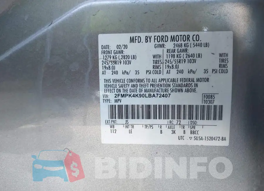 2FMPK4K90LBA72407 Photo# 9