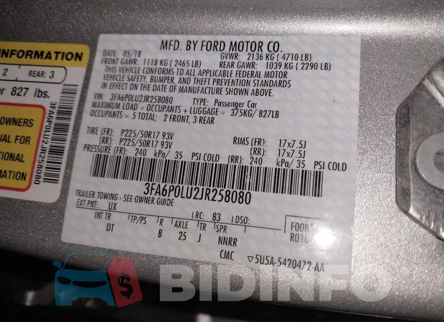 3FA6P0LU2JR258080 Photo# 9