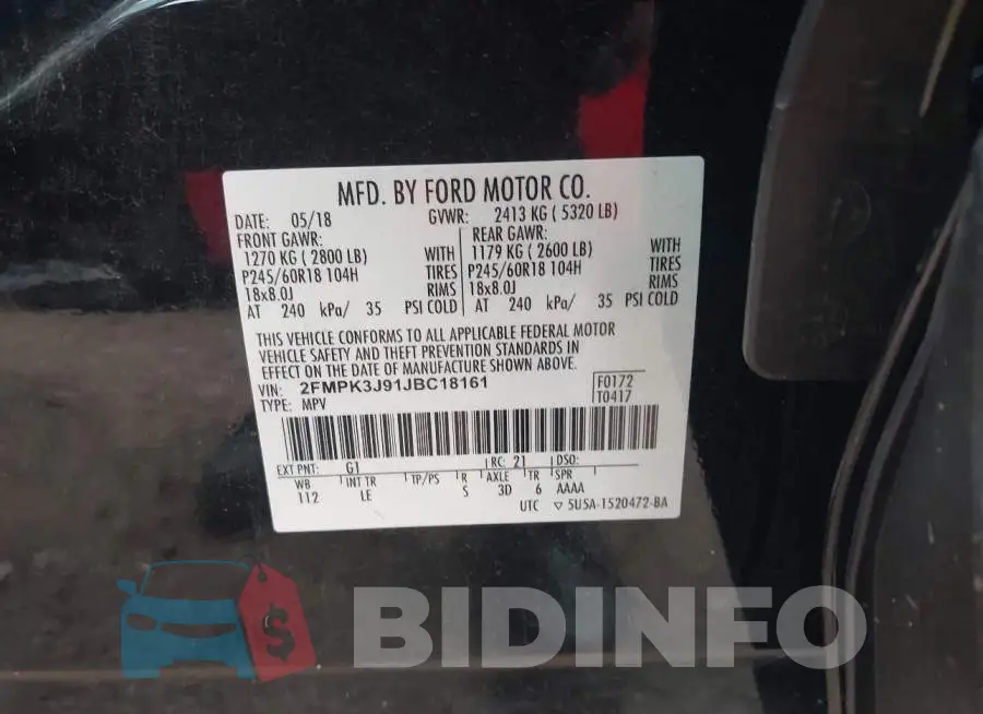 2FMPK3J91JBC18161 Photo# 9
