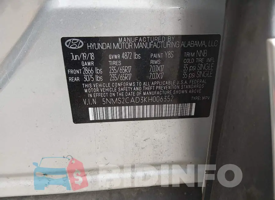 5NMS2CAD3KH006352 Photo# 9