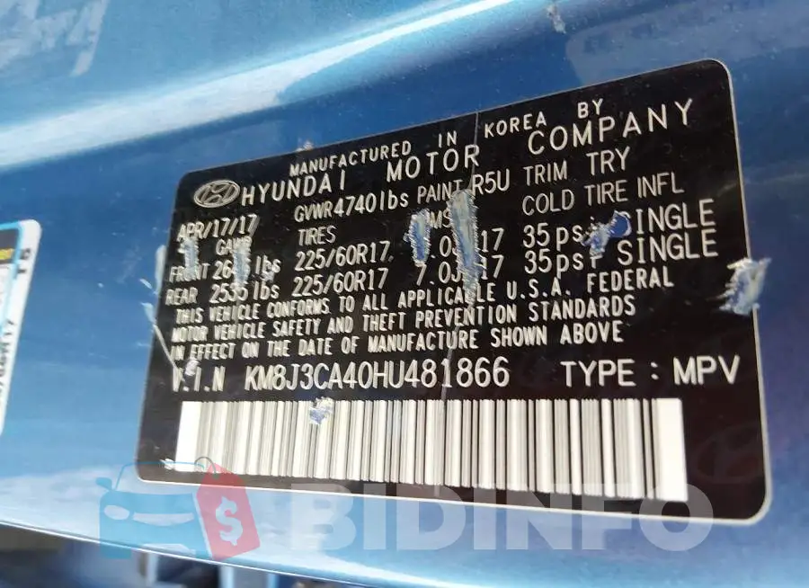 KM8J3CA40HU481866 Photo# 9