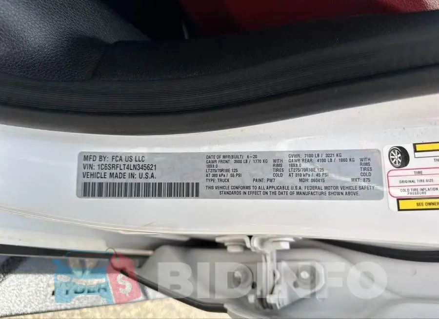 1C6SRFLT4LN345621 Photo# 9