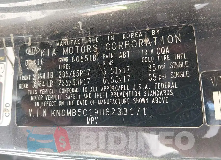 KNDMB5C19H6233171 Photo# 9