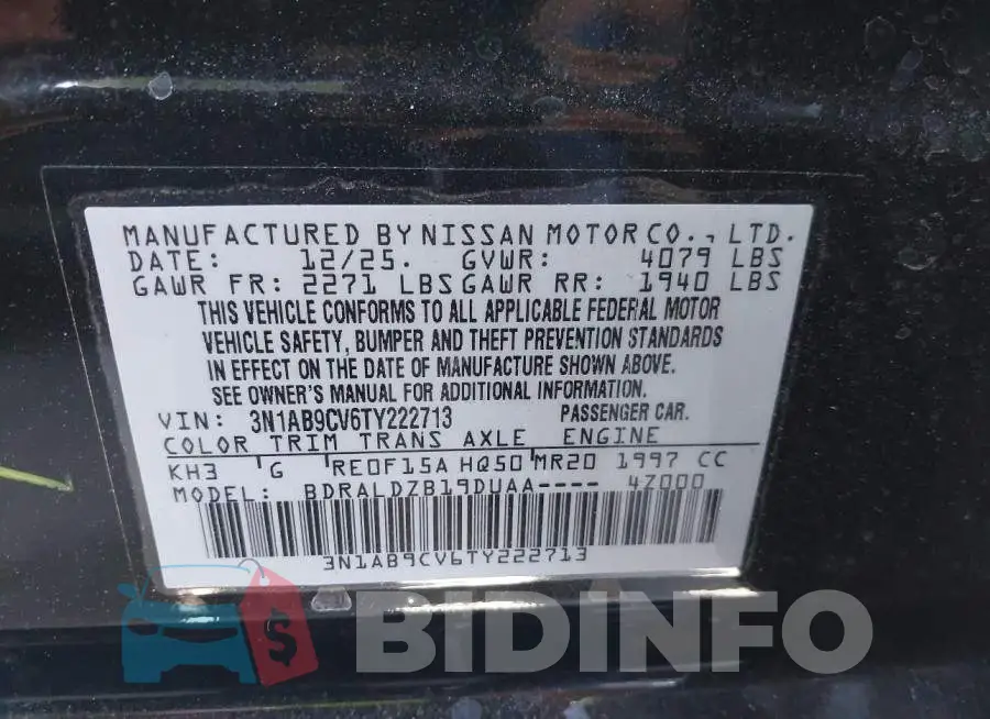 3N1AB9CV6TY222713 Photo# 9