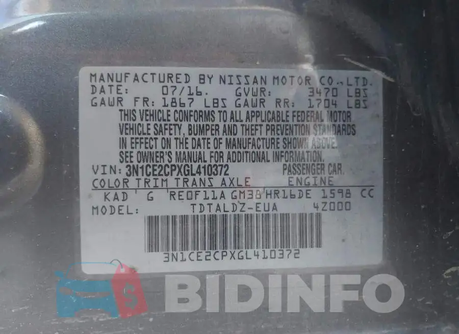 3N1CE2CPXGL410372 Photo# 9
