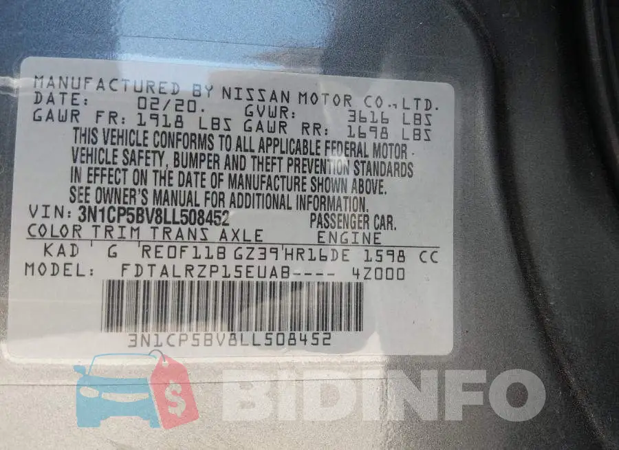3N1CP5BV8LL508452 Photo# 9
