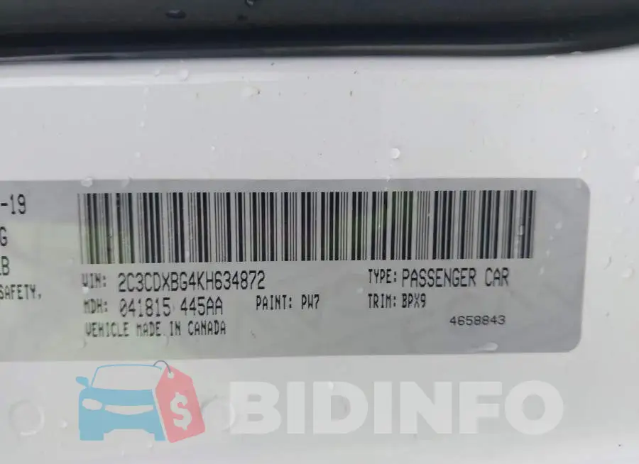 2C3CDXBG4KH634872 Photo# 9