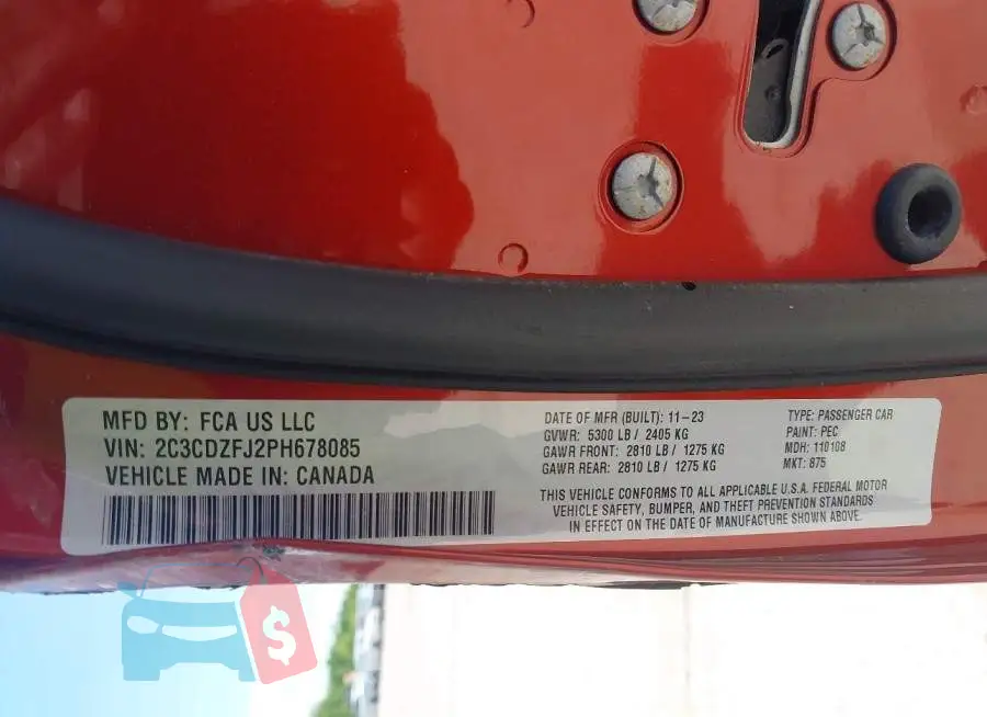 2C3CDZFJ2PH678085 Photo# 9