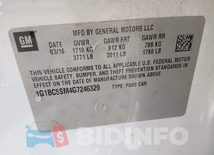1G1BC5SM4G7246329 Photo# 9