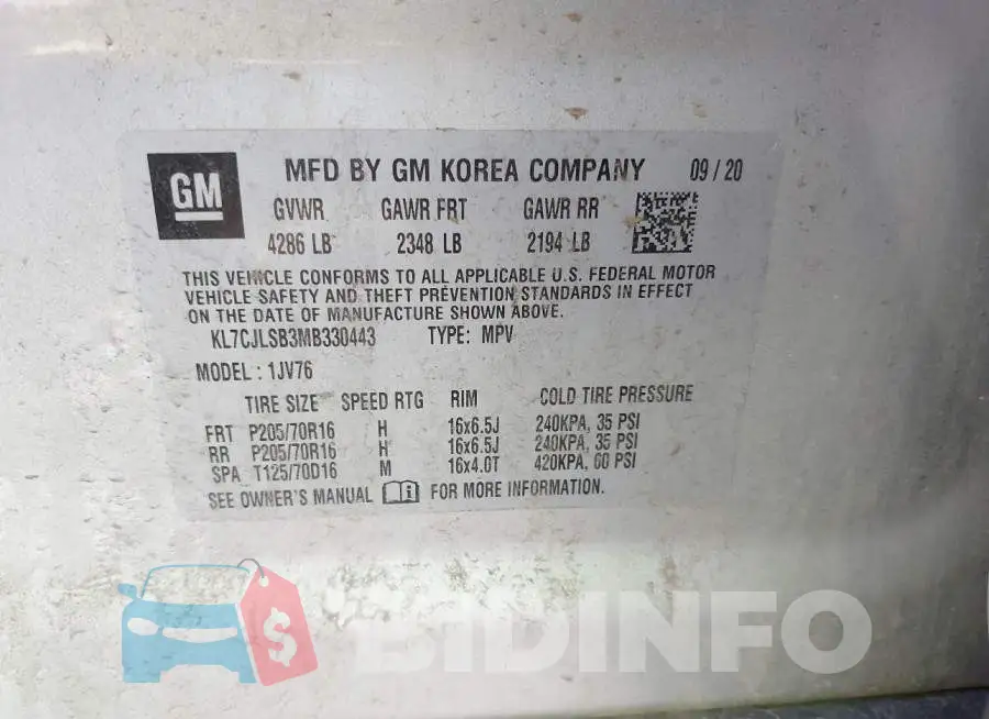 KL7CJLSB3MB330443 Photo# 9