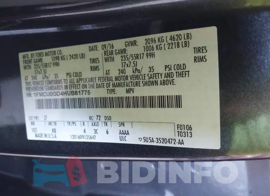 1FMCU0GD4HUB81775 Photo# 9