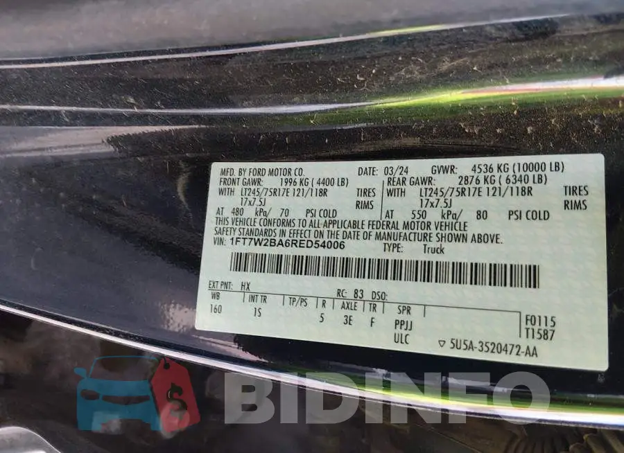 1FT7W2BA6RED54006 Photo# 9