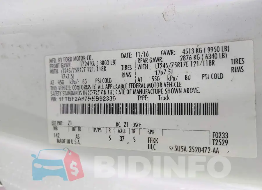 1FTBF2A67HEB92330 Photo# 9