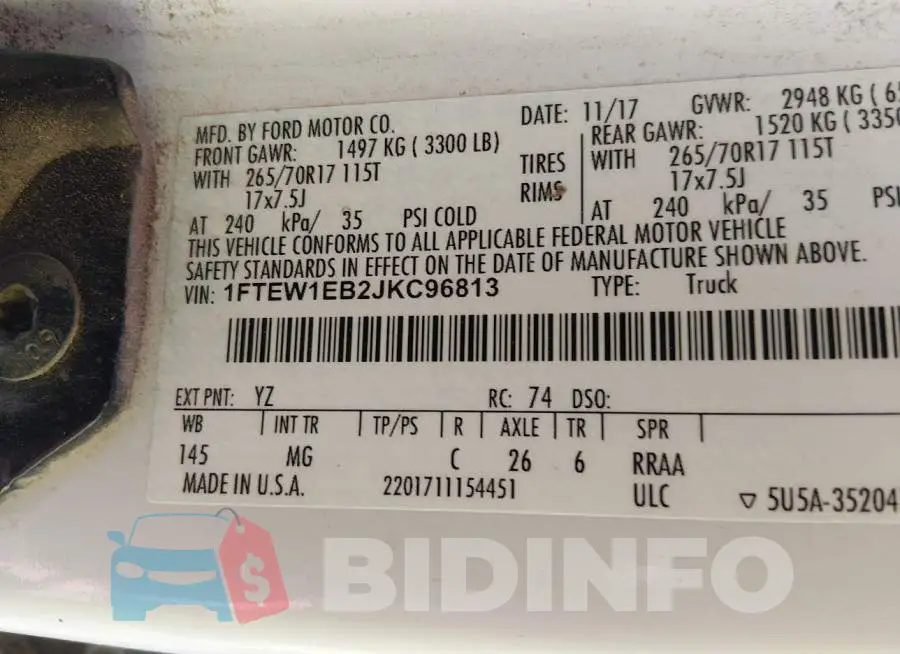 1FTEW1EB2JKC96813 Photo# 9