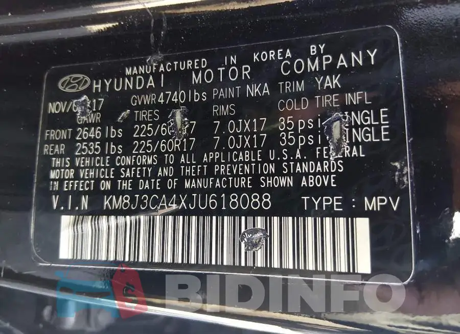 KM8J3CA4XJU618088 Photo# 9