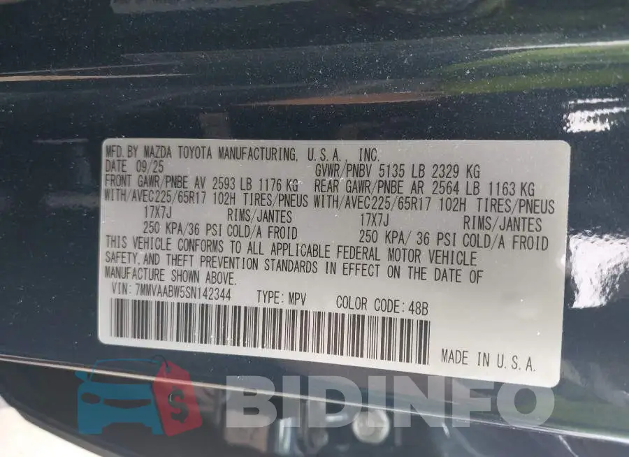 7MMVAABW5SN142344 Photo# 9