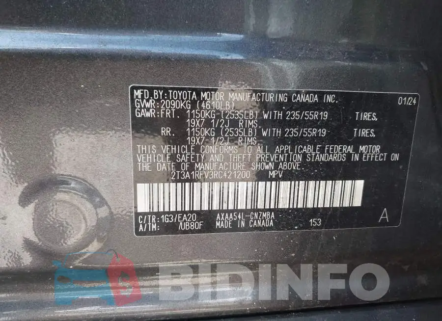 2T3A1RFV3RC421200 Photo# 9