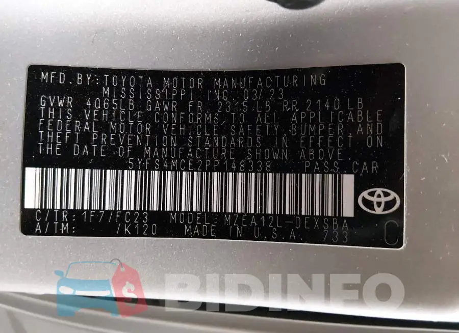 5YFS4MCE2PP148338 Photo# 9