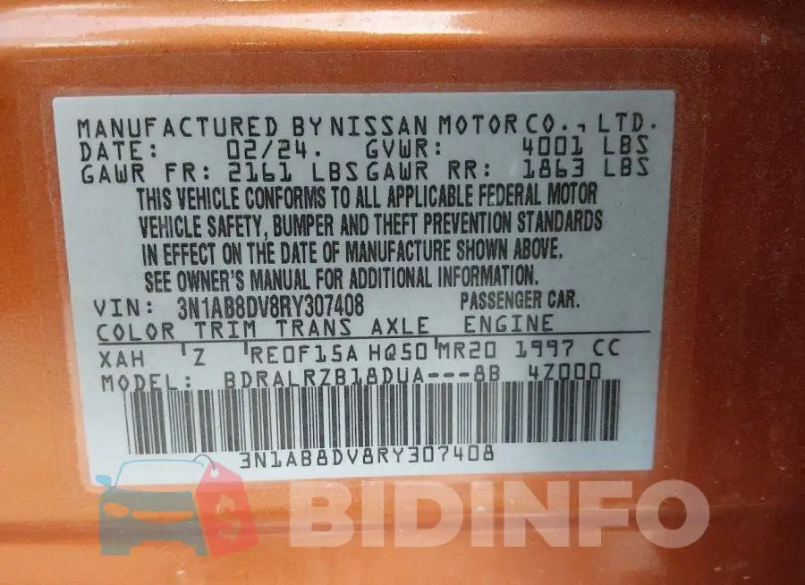 3N1AB8DV8RY307408 Photo# 9