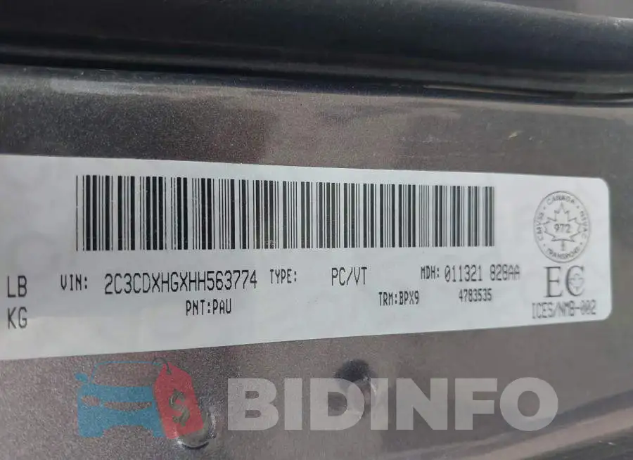 2C3CDXHGXHH563774 Photo# 9