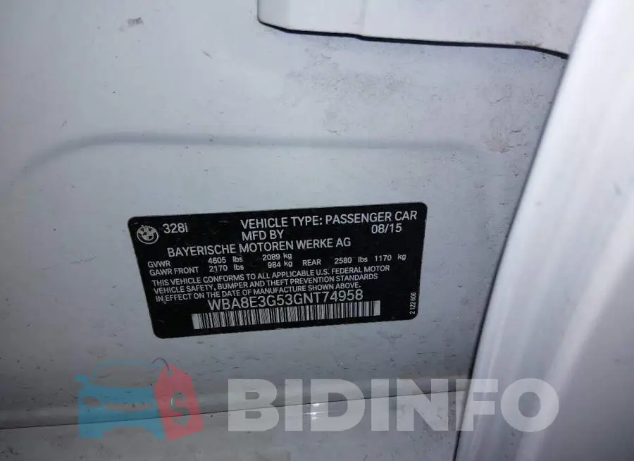 WBA8E3G53GNT74958 Photo# 9