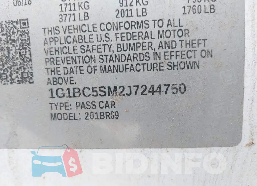 1G1BC5SM2J7244750 Photo# 9