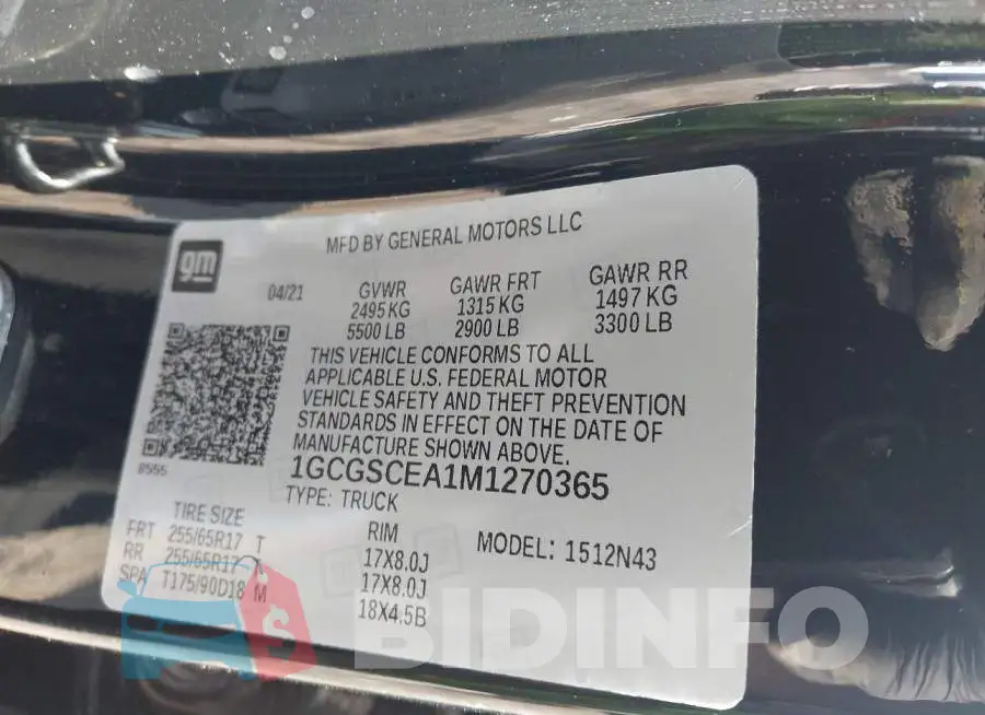 1GCGSCEA1M1270365 Photo# 9