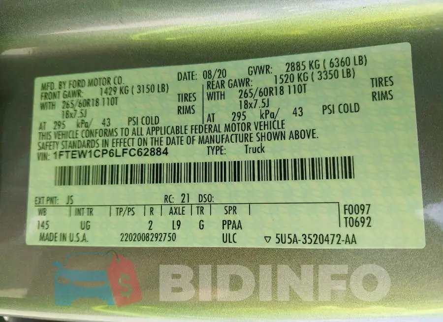 1FTEW1CP6LFC62884 Photo# 9