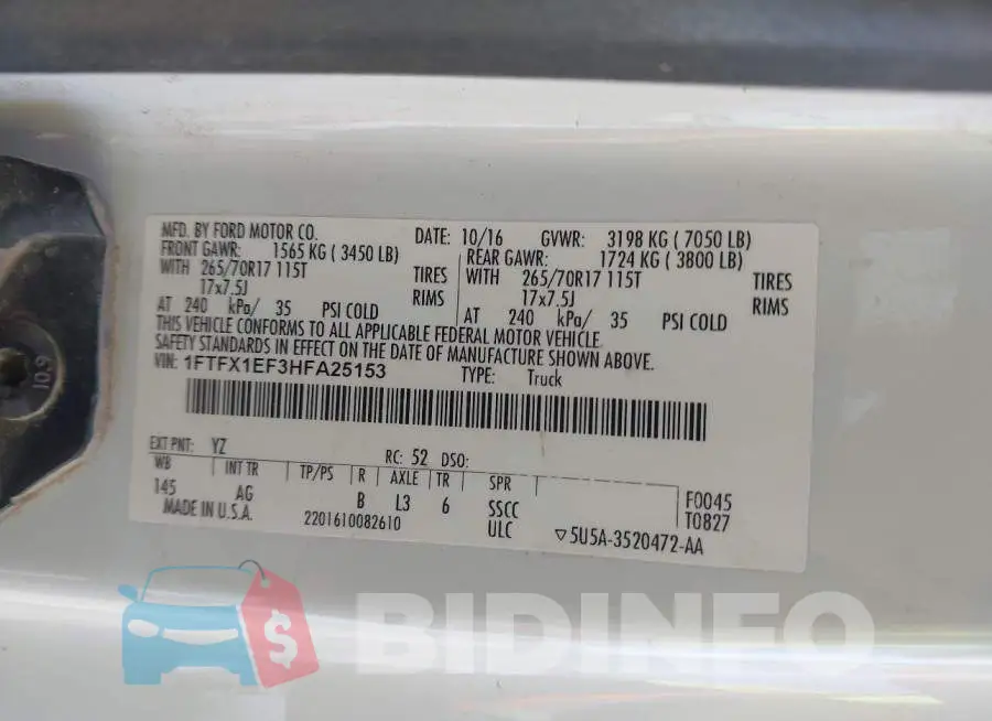 1FTFX1EF3HFA25153 Photo# 9
