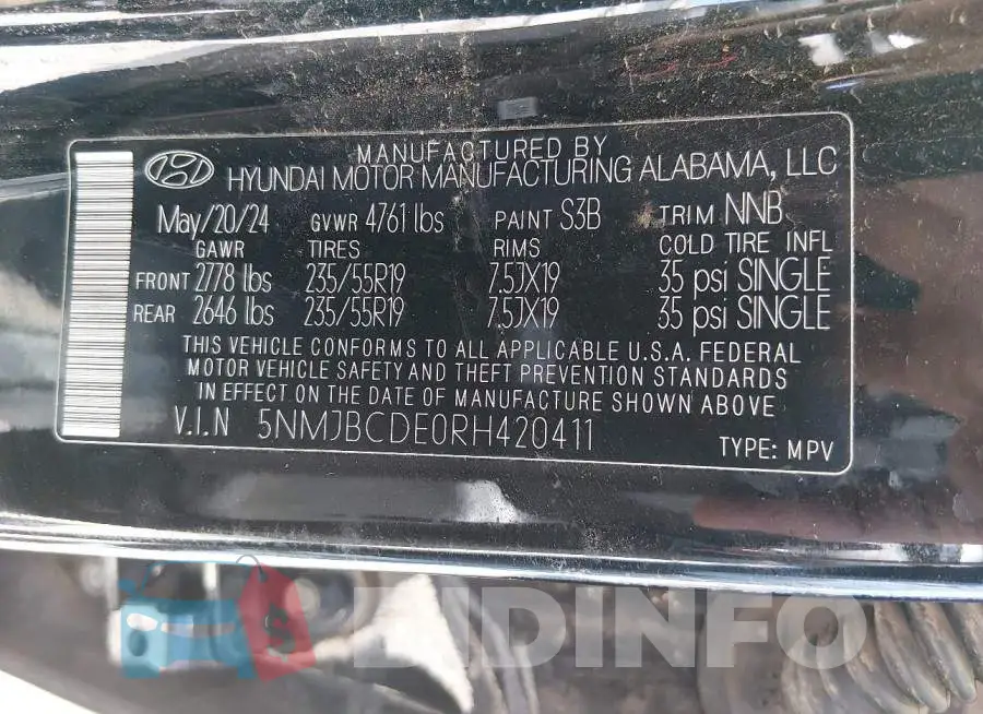 5NMJBCDE0RH420411 Photo# 9