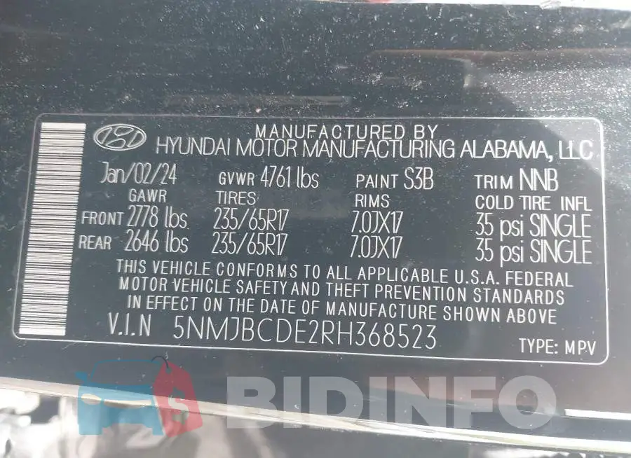 5NMJBCDE2RH368523 Photo# 9