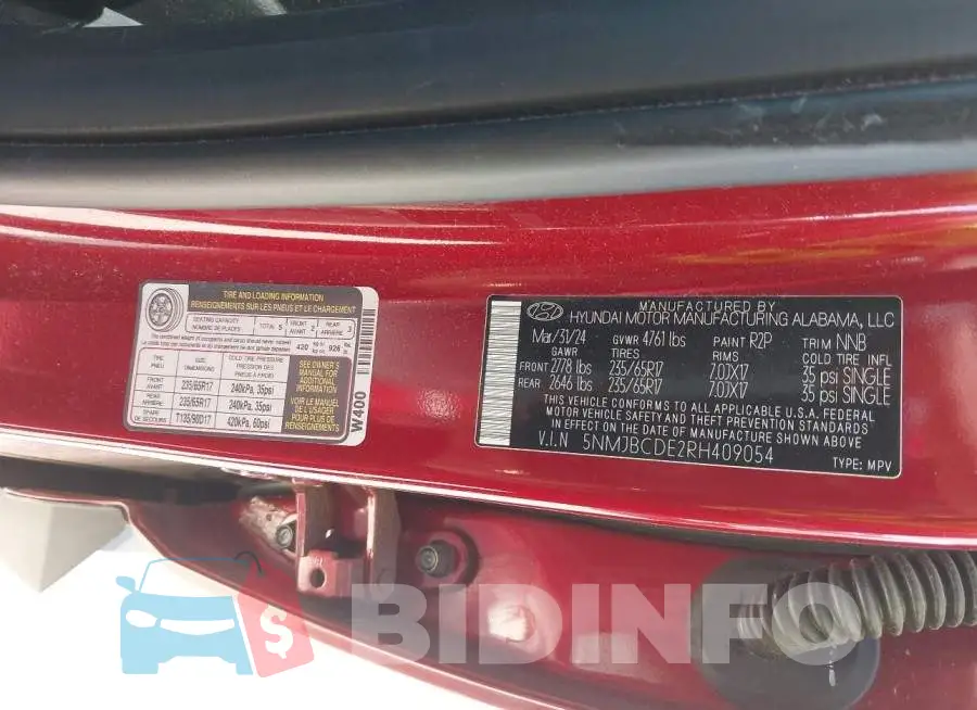 5NMJBCDE2RH409054 Photo# 9