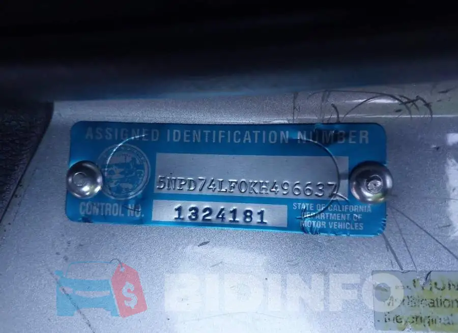 5NPD74LF0KH496637 Photo# 9