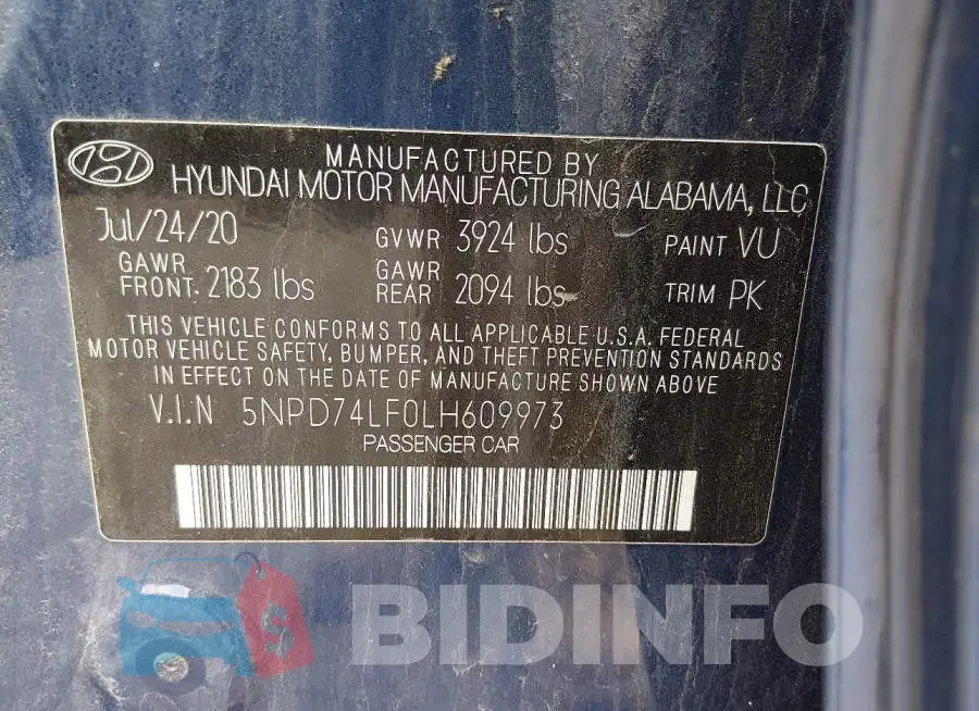 5NPD74LF0LH609973 Photo# 9