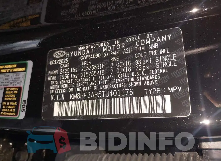 KM8HF3AB5TU401376 Photo# 9