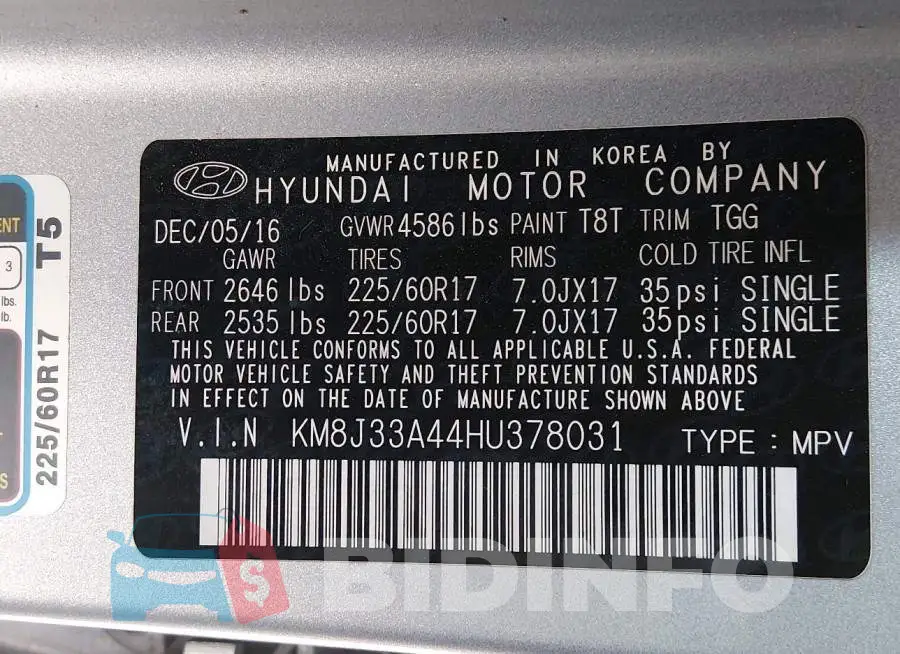 KM8J33A44HU378031 Photo# 9